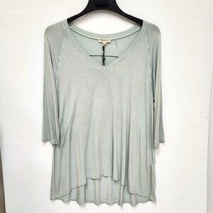 Repeat Women's Seafoam Green V-Neck Top W/Elbow Length Sleeves Size M